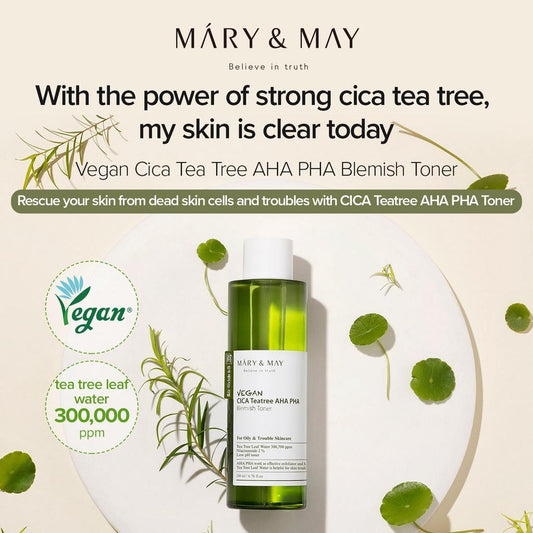 MARY & MAY Vegan CICA Tea Tree AHA PHA Toner (200ml)