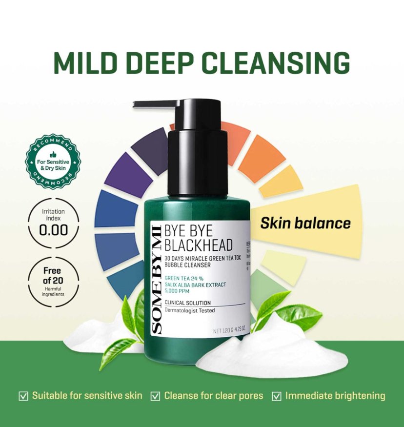 SOMEBYMI Bye Bye Blackhead 30 Days Miracle Green Tea Tox Bubble Cleanser