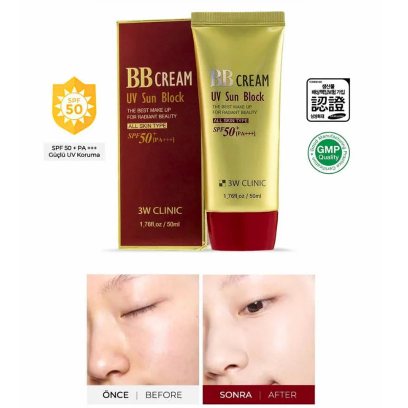 3W CLINIC UV Sun Block BB Cream SPF 50+ PA+++