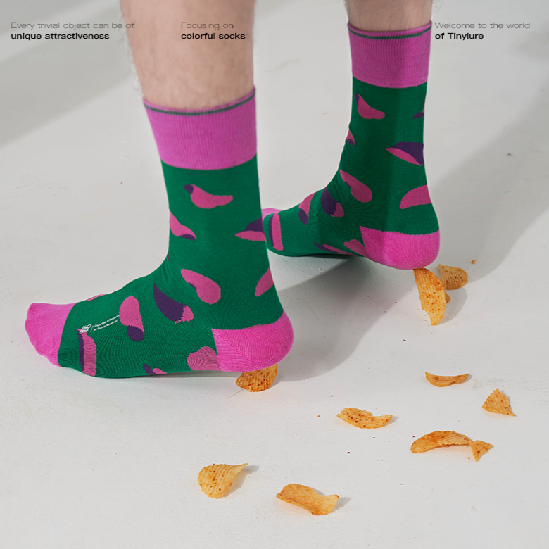 Tiny Lure CHIPS Pink & Green Socks