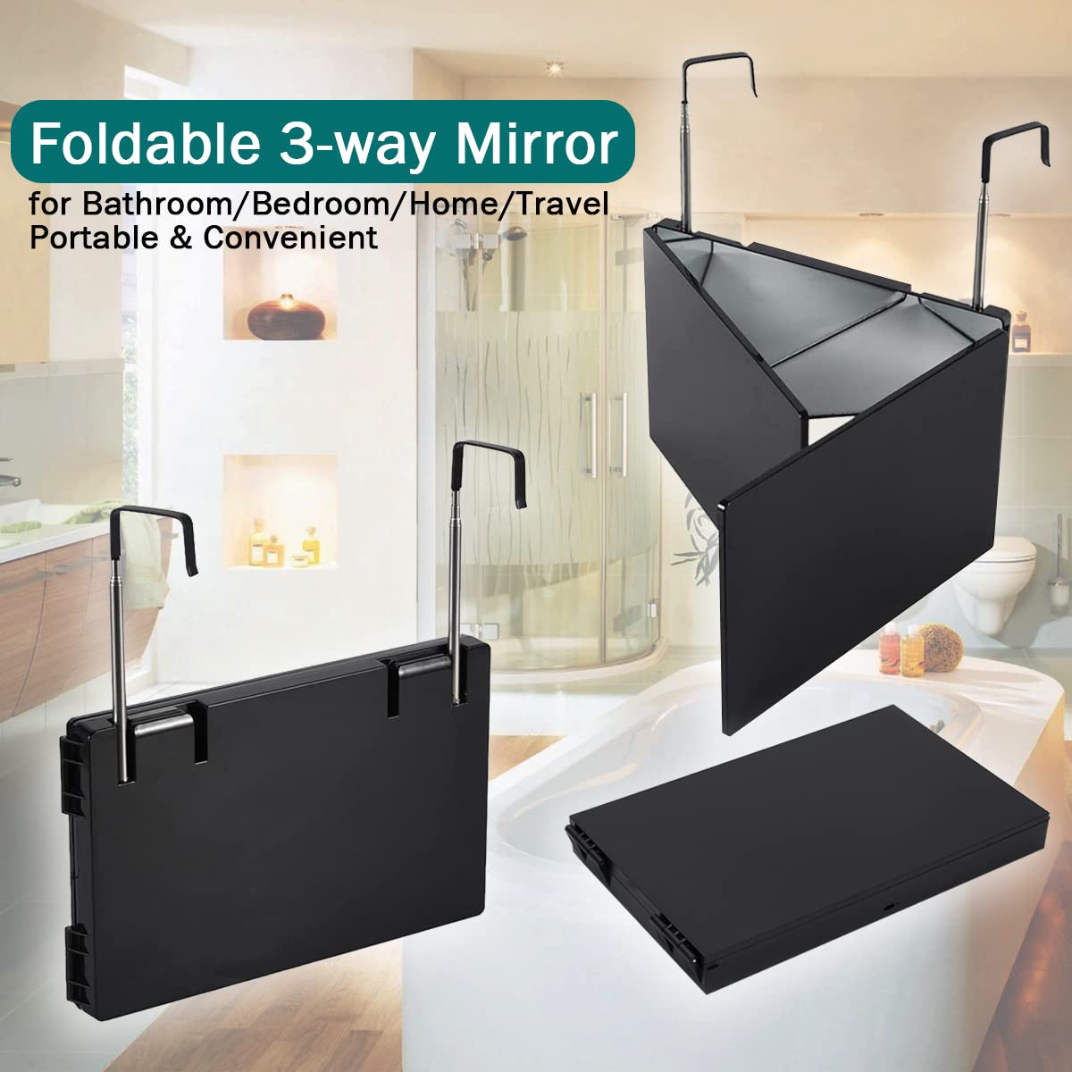 Portable Hanging 3-fold Led Mirror