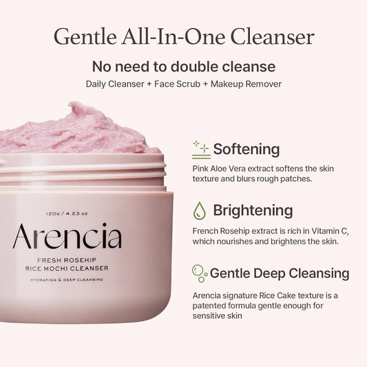 ARENCIA Fresh Rosehip Rice Mochi Cleanser 120g
