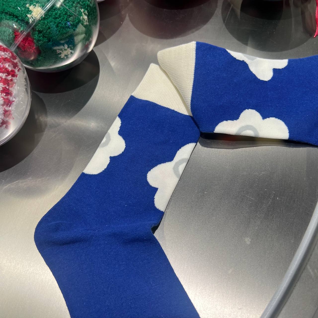 Blue Snowman Santa Christmas Socks βπ