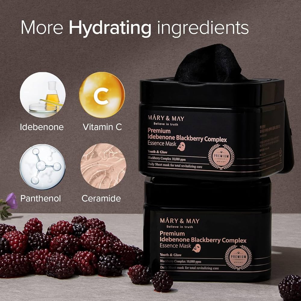 MARY & MAY Premium Idebenone Blackberry Complex Essence Mask