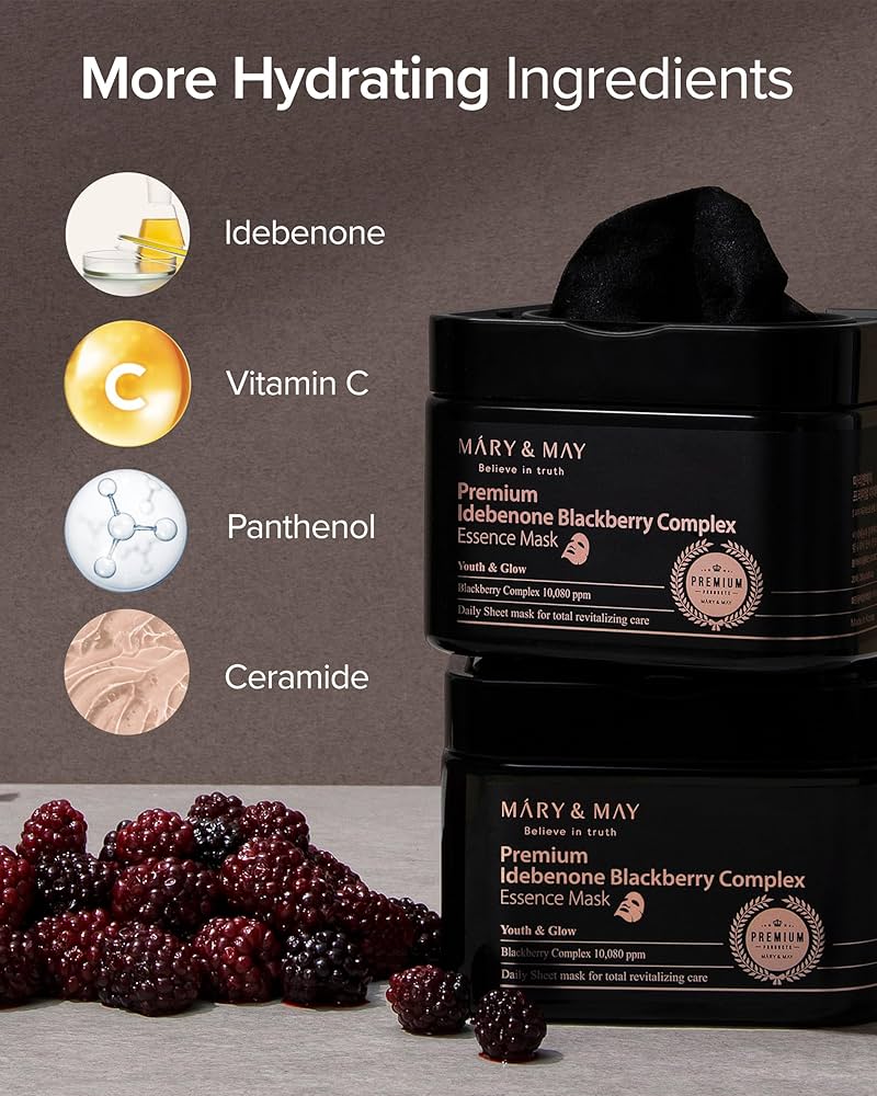 MARY & MAY Premium Idebenone Blackberry Complex Essence Mask