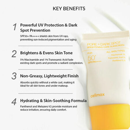 CELIMAX Pore + Dark Spot Brightening Care Sunscreen 50ml