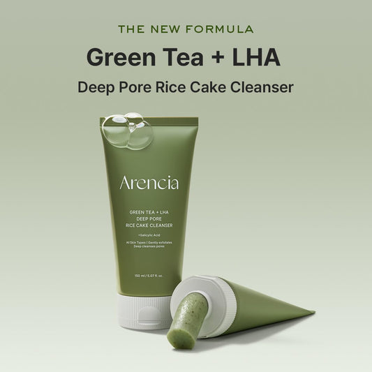 ARENCIA Green Tea + LHA Deep Pore Rice Cake Cleanser 150ml