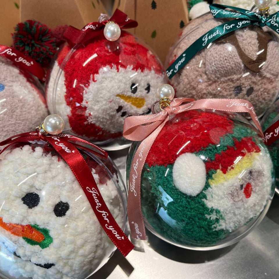 Christmas Fuzzy Winter Globe Socks