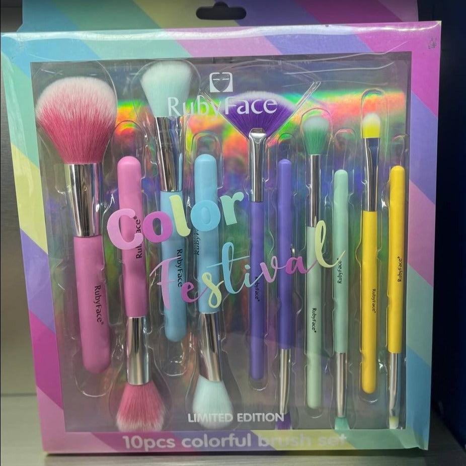 RUBYFACE Color Festival 10pcs Brush Set
