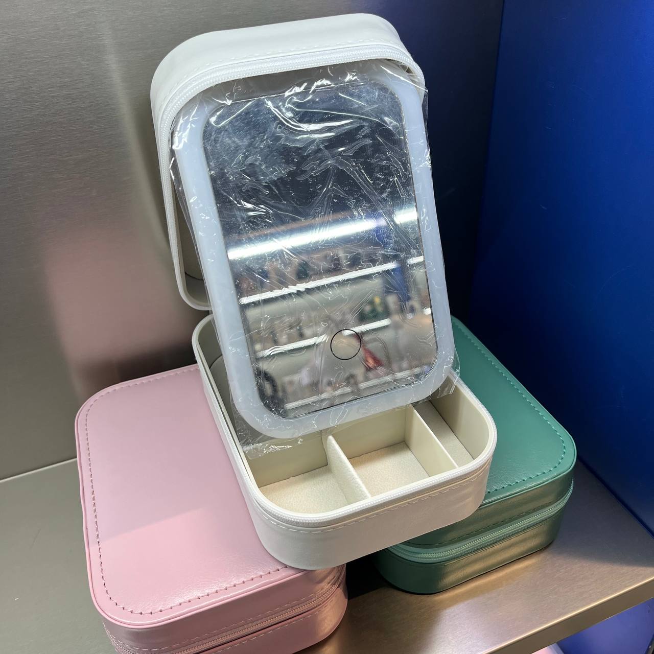 Leather Makeup Storage With LED Light