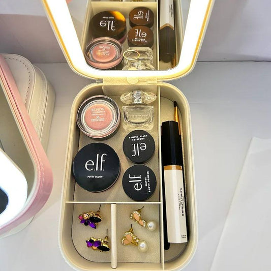 Leather Makeup Storage With LED Light