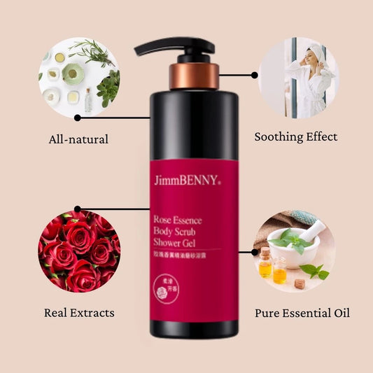 JIMMBENNY Rose Natural Essence Oil Body Scrub Shower Gel 500ml
