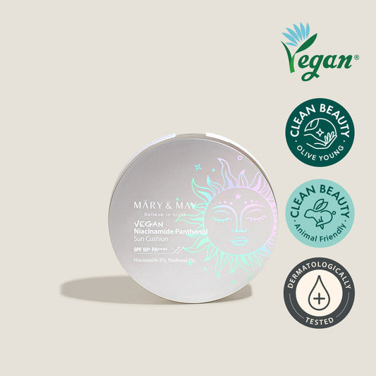 MARY & MAY Vegan Niacinamide Panthenol Sun Cushion SPF50+ PA++++ 25g
