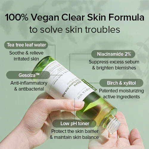 MARY & MAY Vegan CICA Tea Tree AHA PHA Toner (200ml)