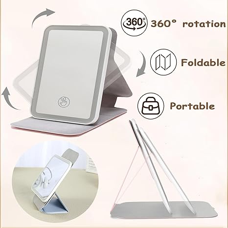 360° Rotation LED Light Mini Makeup Mirror