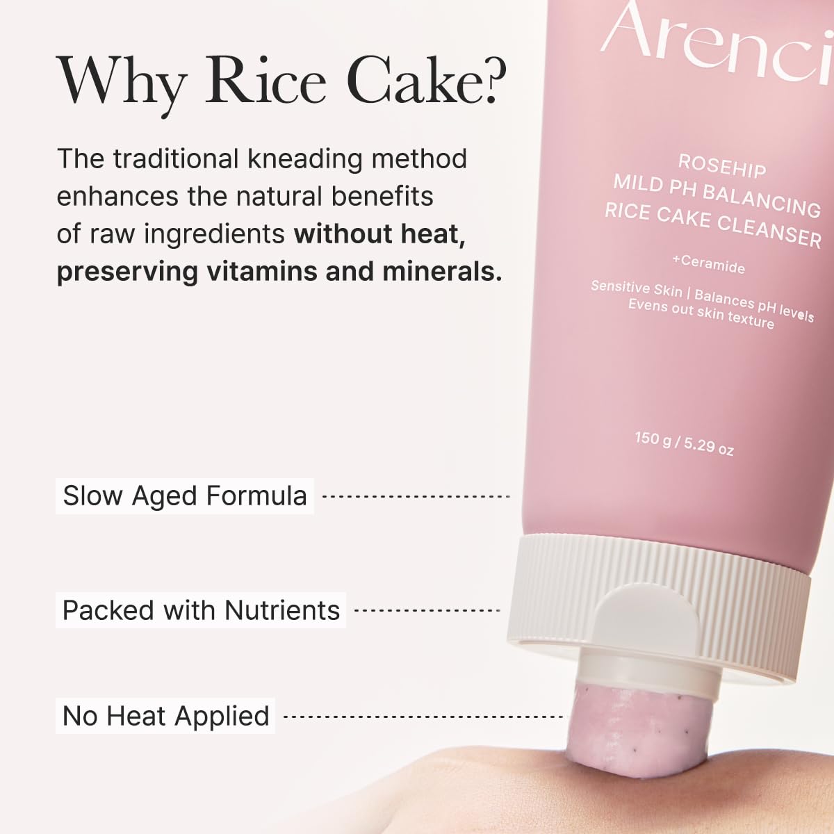 ARENCIA Rosehip Mild PH Balancing Rice Cake Cleanser 150g