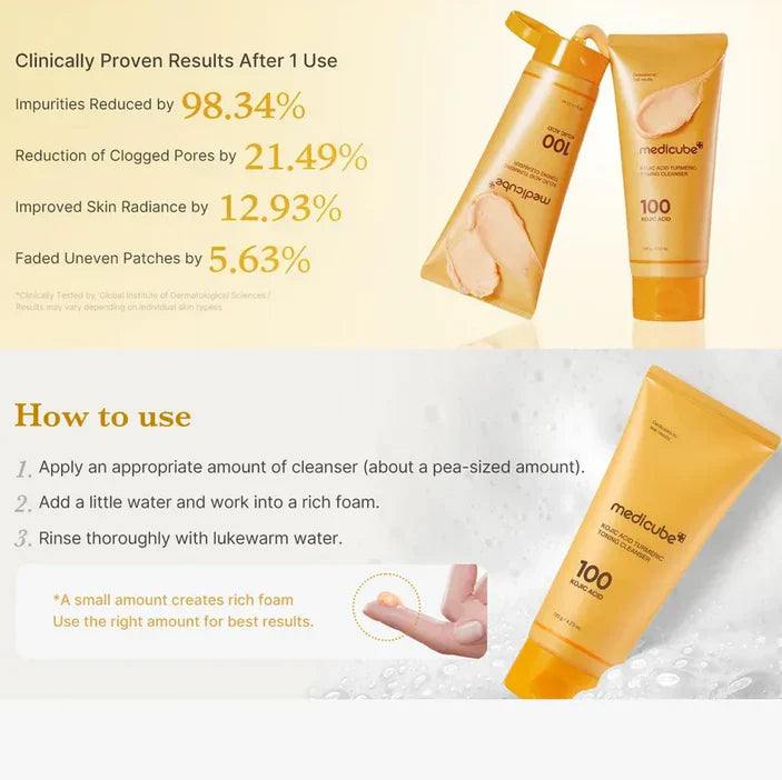 MEDICUBE Kojic Acid Turmeric Toning Cleanser 120g