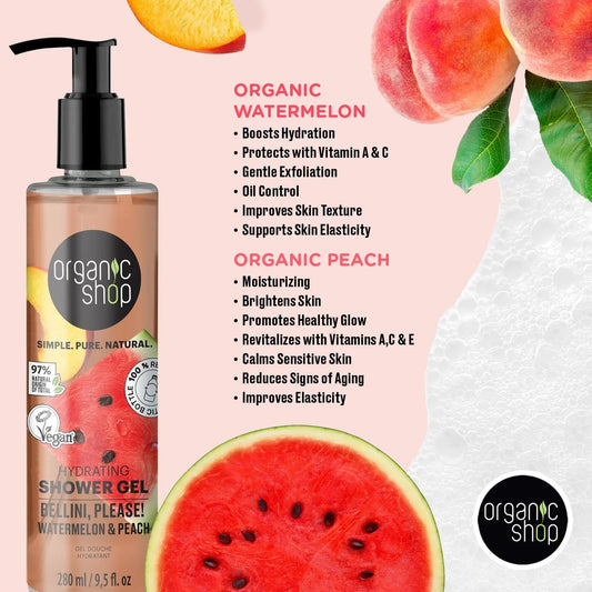 ORGANIC SHOP Hydrating Shower Gel Bellini, Please! Watermelon & Peach 280ml