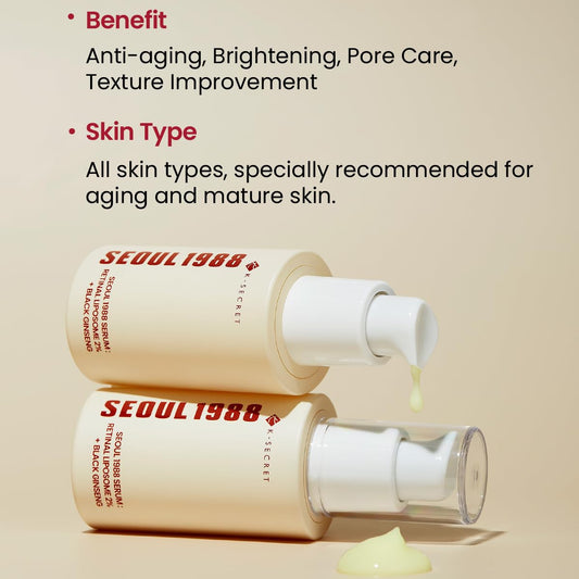 KSECRET 1988 Serum: Retinal Liposome 2% + Black Ginseng 30ml