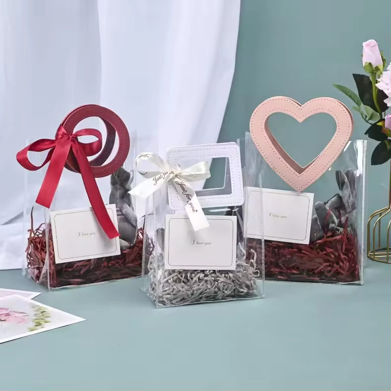 GIFT BOX - Pink Heart Clear PVC Bag