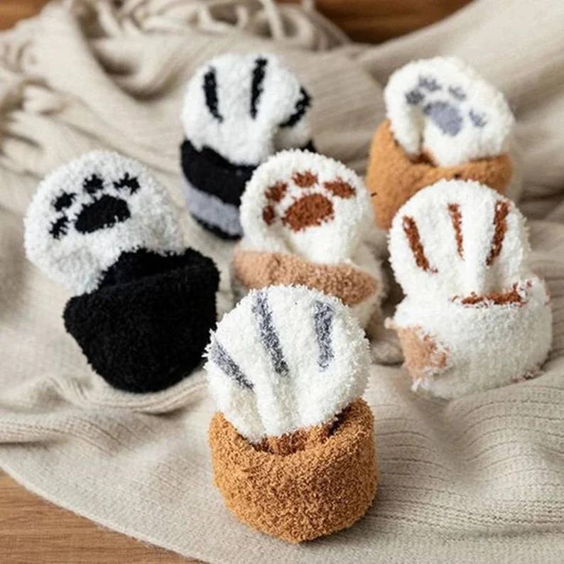 Brown Cat Paws Adult Socks