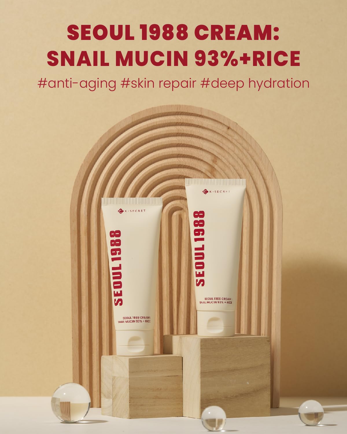 KSECRET Seoul 1988 Cream : Snail Mucin 93% + Rice 100ml