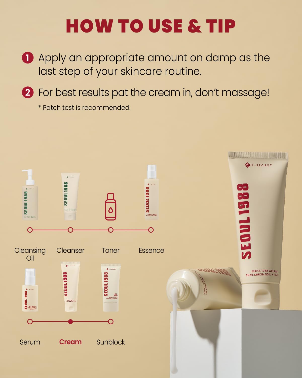 KSECRET Seoul 1988 Cream : Snail Mucin 93% + Rice 100ml