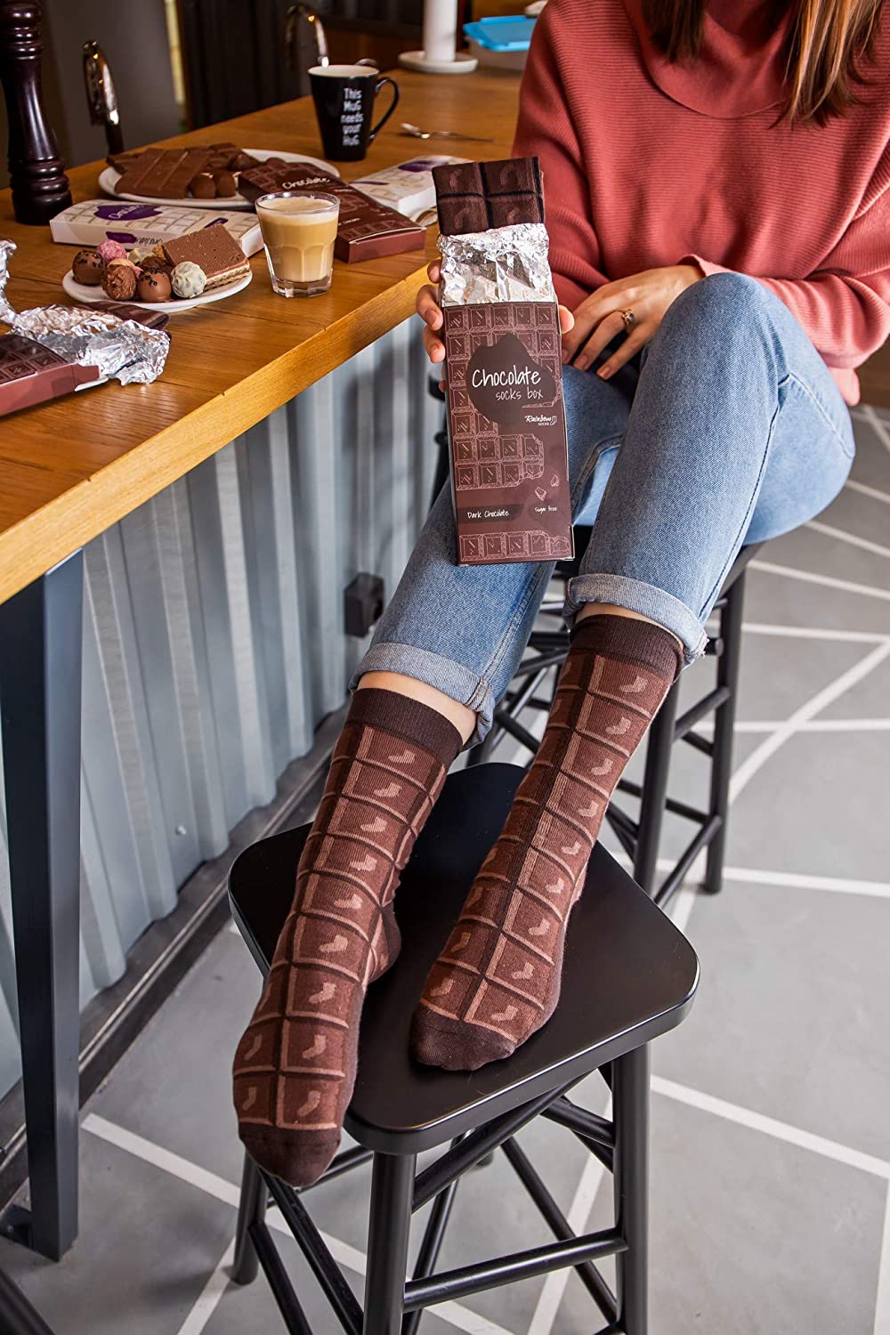 Dark Chocolate Bar Socks