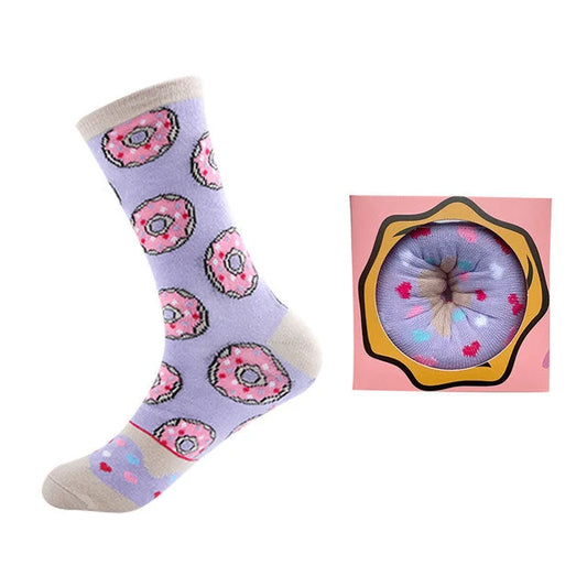 Donut Socks with Pink Box