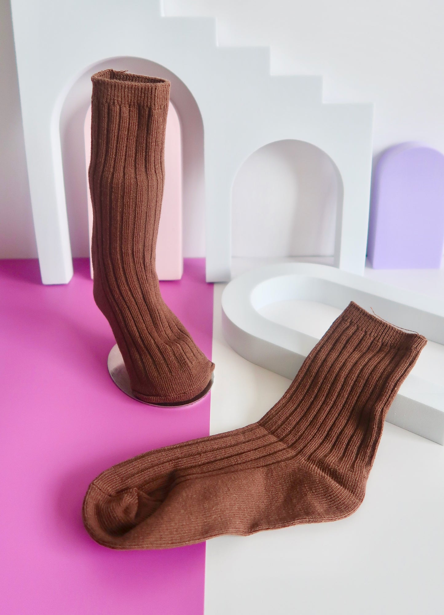 Plain Dark Brown Babies Socks