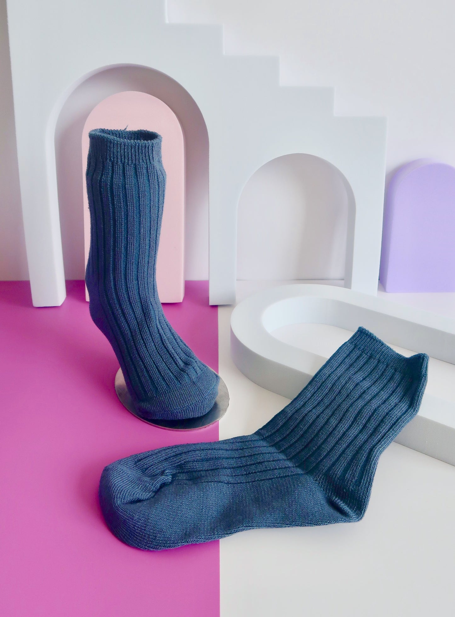 Plain Navy Blue Babies Socks