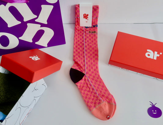 Almond Rocks Neon - Pink Long Socks