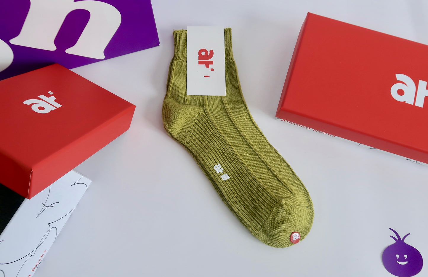 Almond Rocks Plain Olive Green Socks