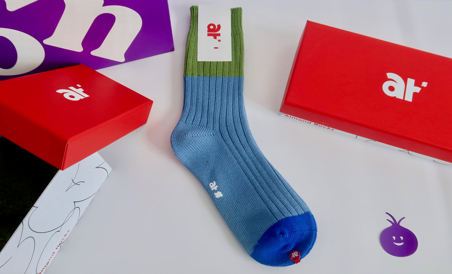Almond Rocks Plain Blue & Green Socks