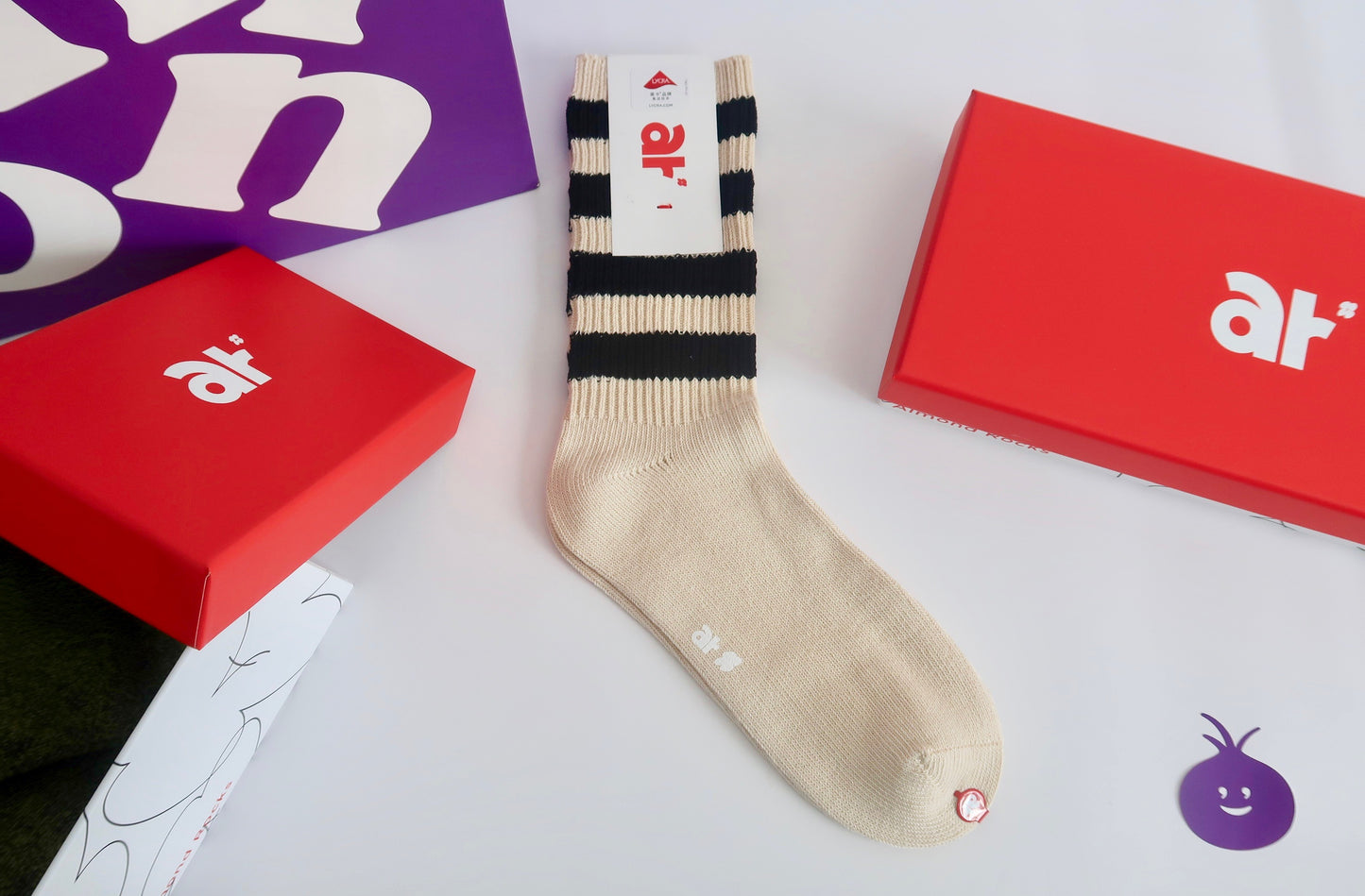 Almond Rocks Retro Light Stripe Socks