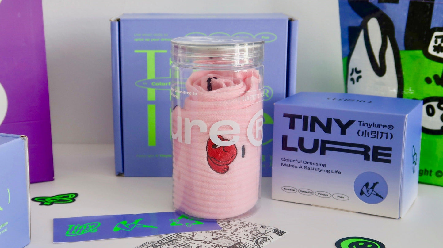 Tiny Lure In A Tin Socks - Cherry Pink