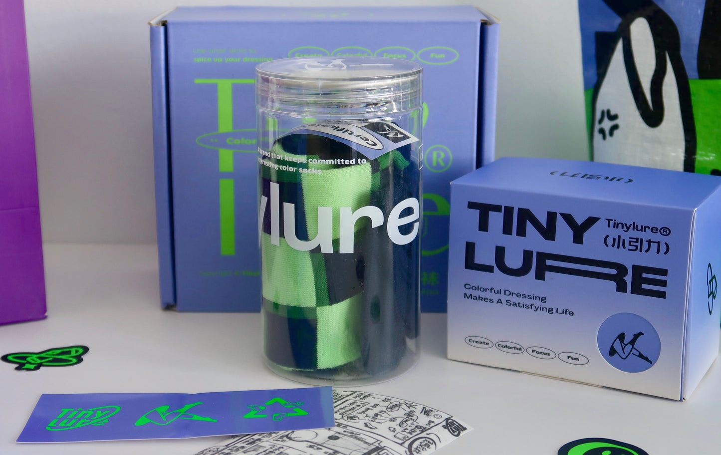 Tiny Lure In A Tin Socks - Green Checkered