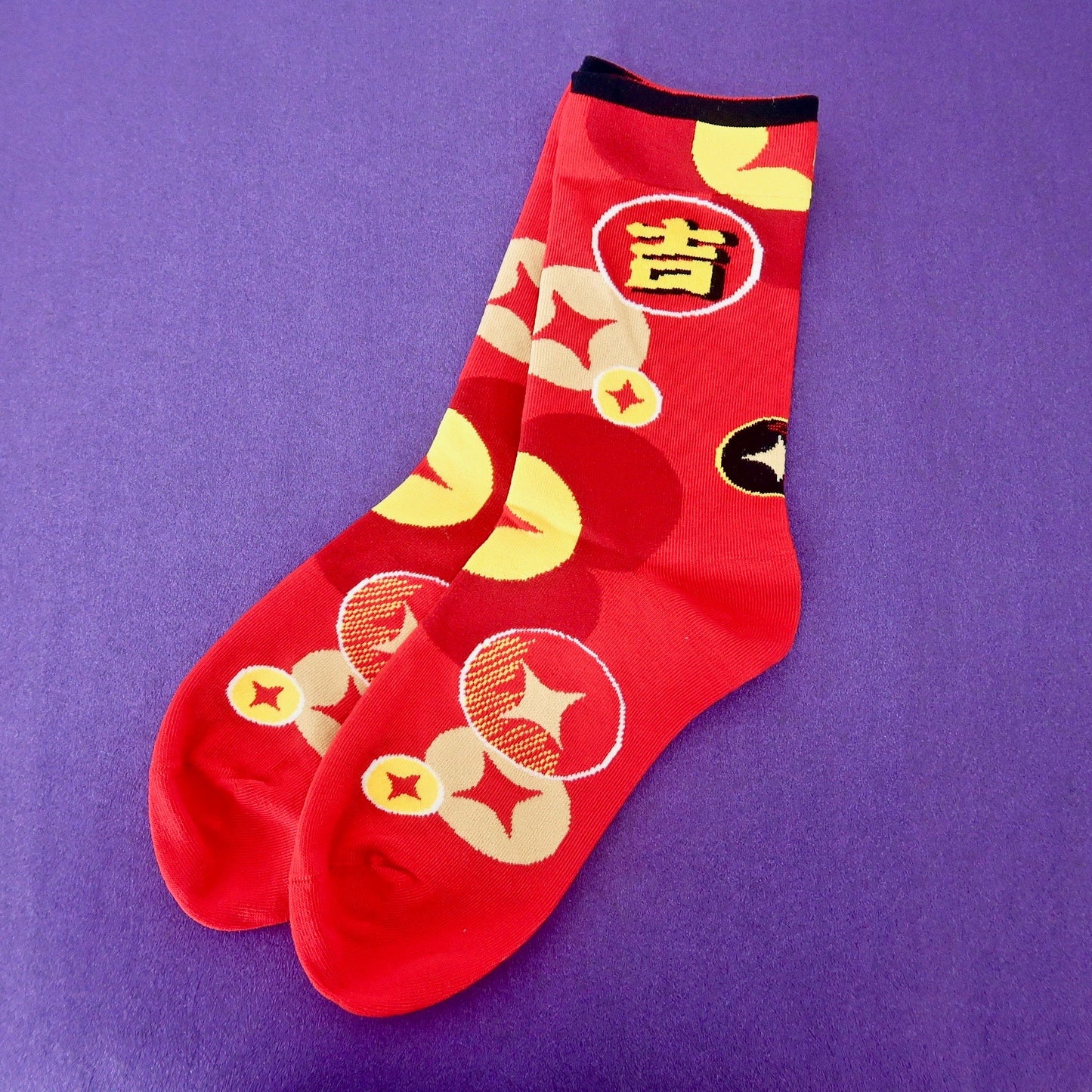 CNY Money Red & Yellow Adult Socks