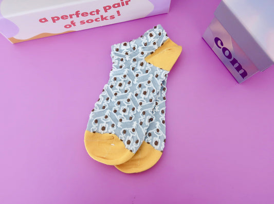 Grey & Yellow Pattern Adult Socks