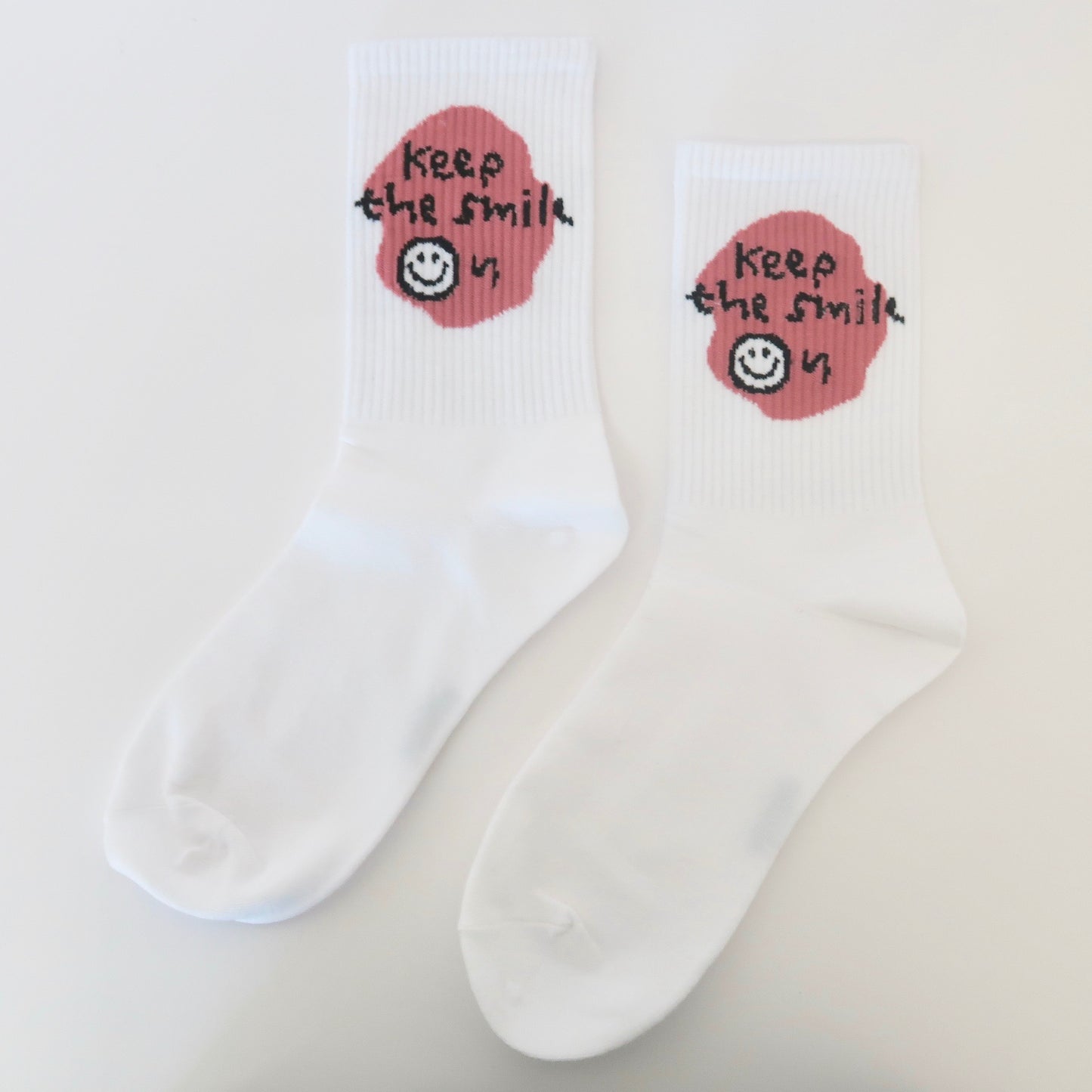 Keep The Smile All White Adult Socks