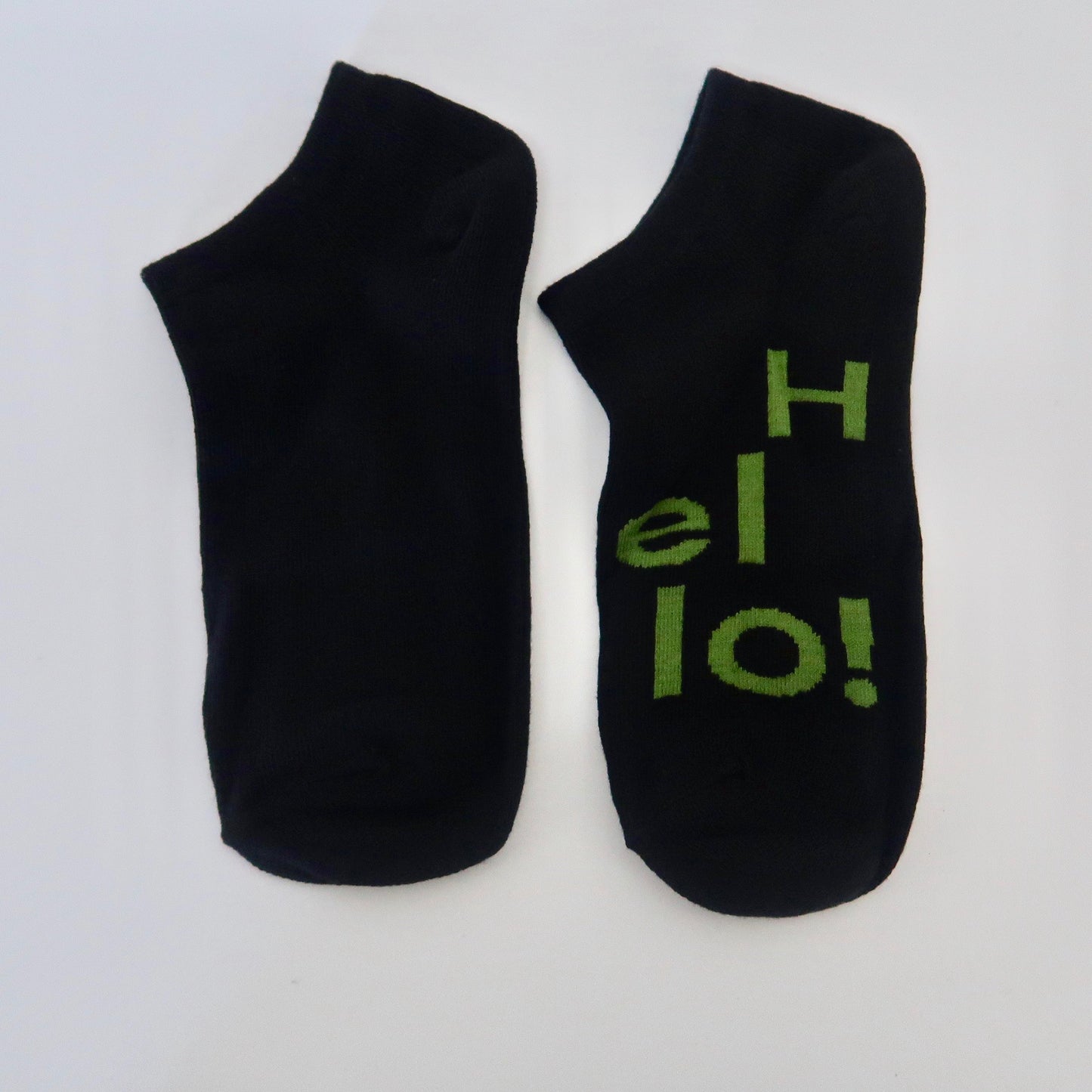 Hello All Black Adult Socks