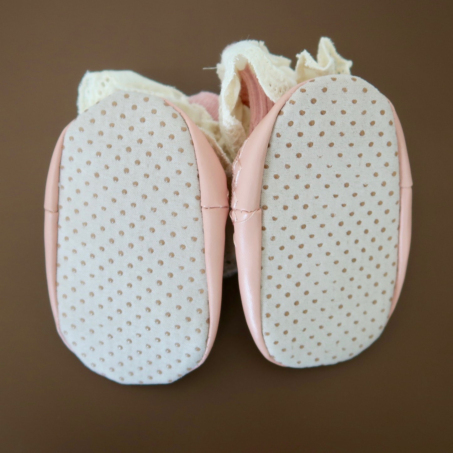 Pink Ruffle Leather Baby Socks