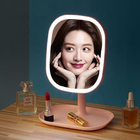 Mini table mirror with LED light