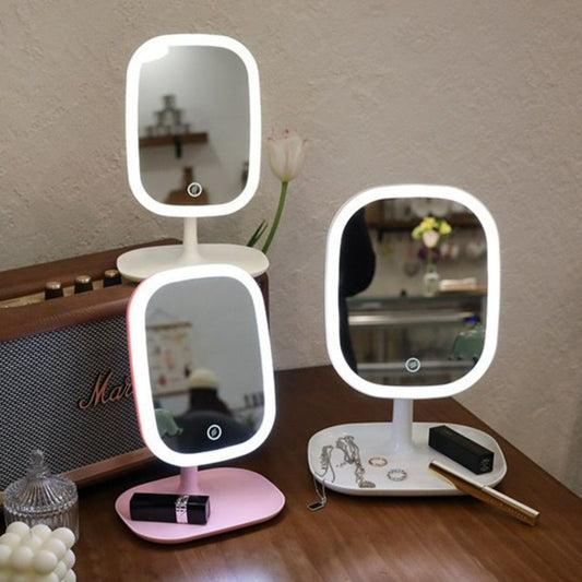 Mini table mirror with LED light