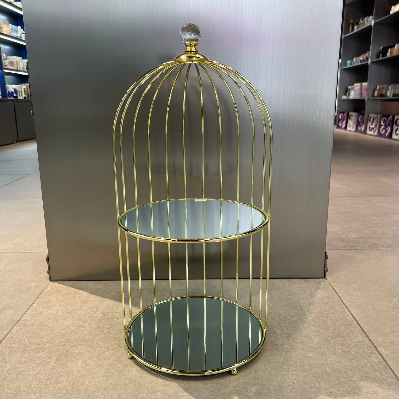 Golden Rack Display Stand - Birdcage Design