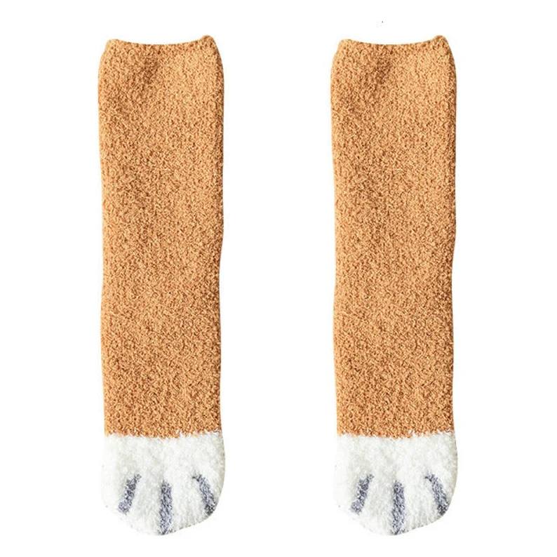 Brown Cat Paws Adult Socks