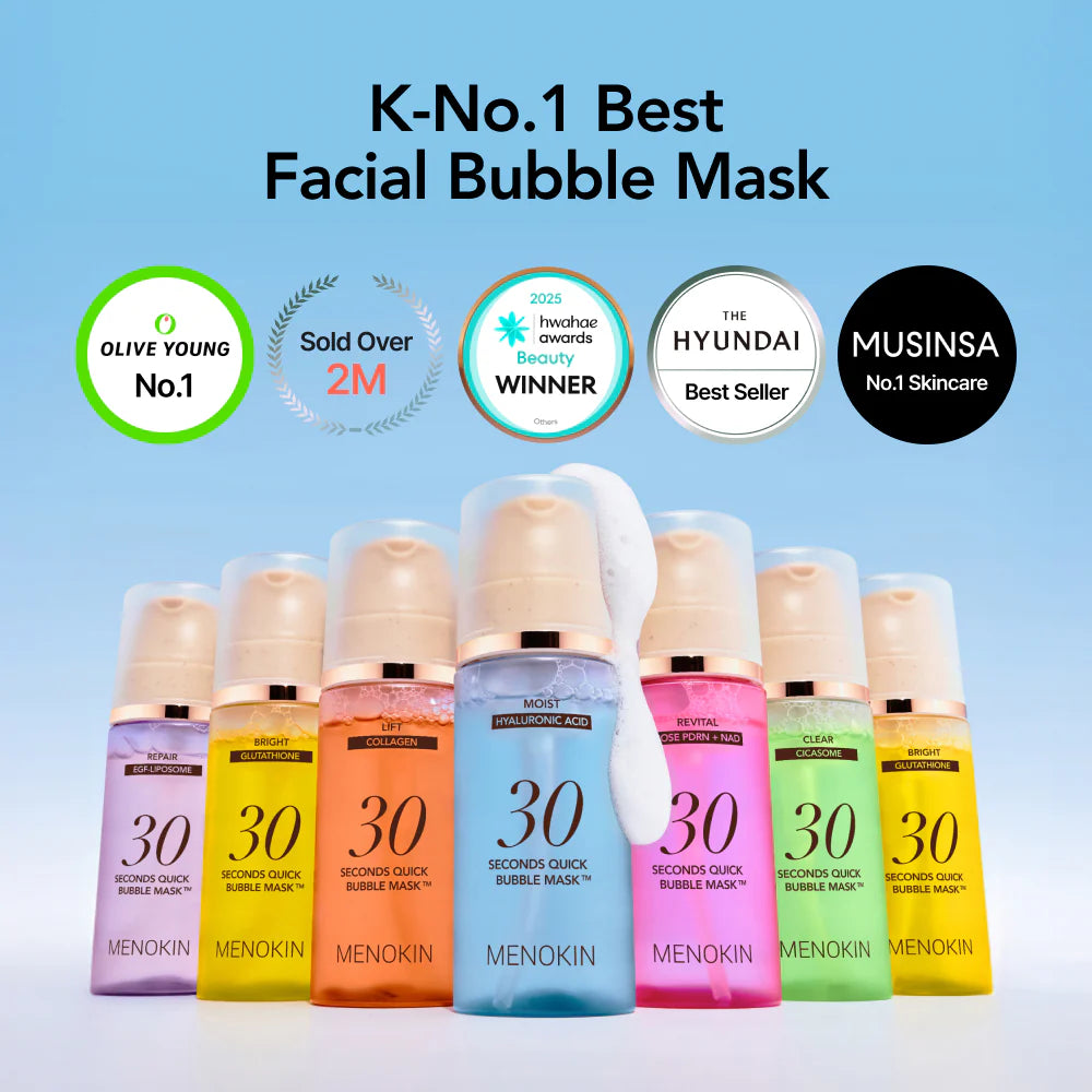 MENOKIN 30 Seconds Quick Bubble Mask 95ml (Bright / Repair / Clear / Moist)