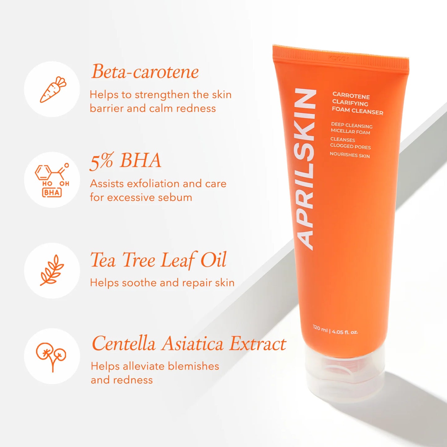APRILSKIN Real Carrotene Acne Foam Cleanser 120g