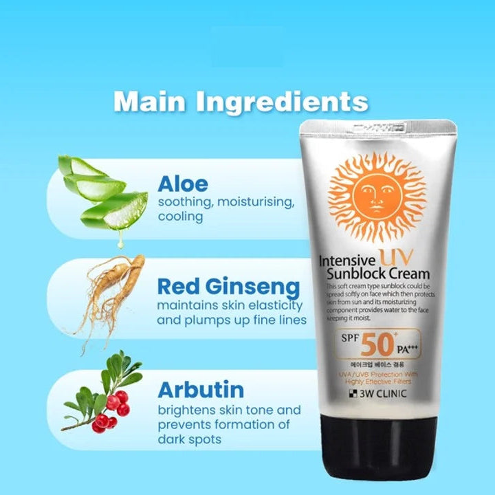 3W CLINIC Intensive UV Sunblock Cream SPF50 PA+++