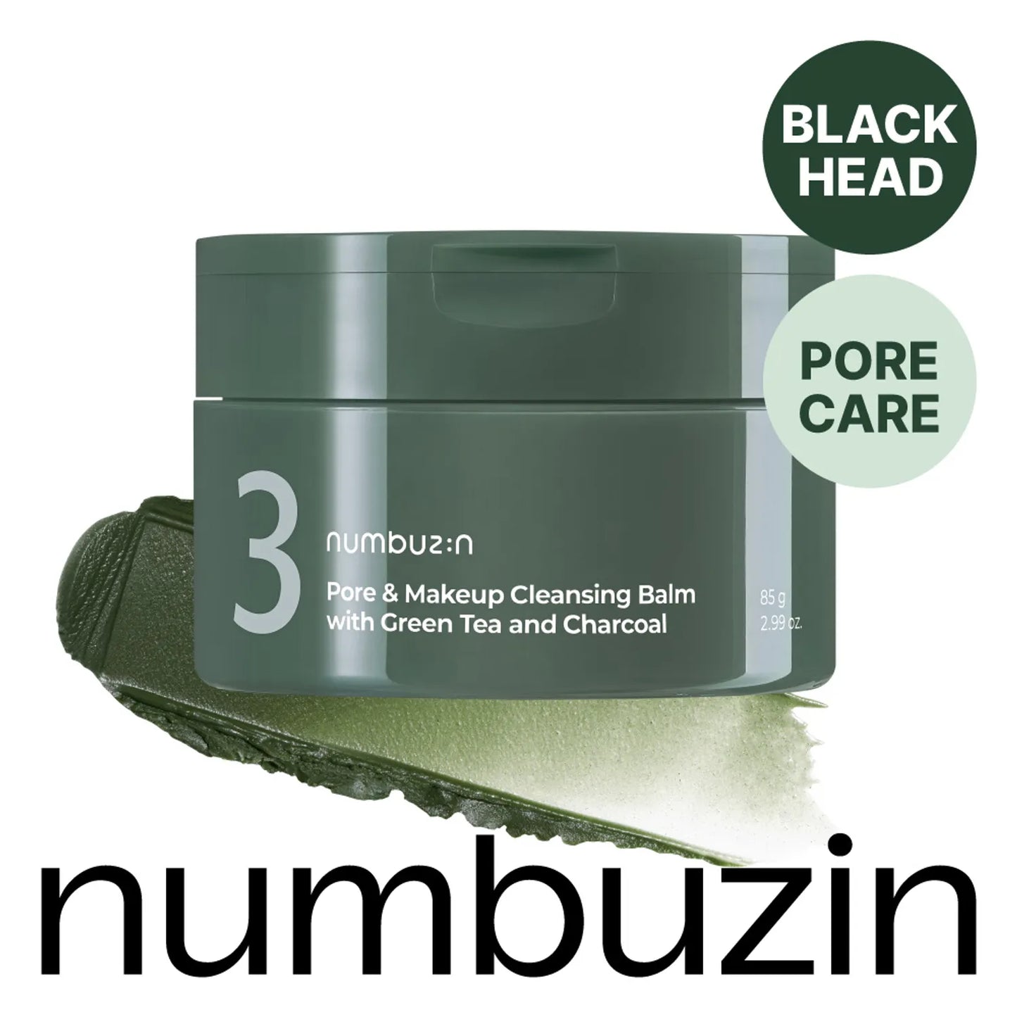 NUMBUZIN N0.3 Pore & Makeup Cleansing Balm with Green Tea and Charcoal 85g